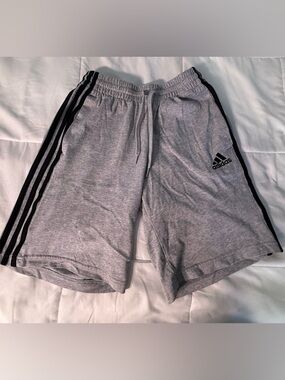 Adidas Men’s 3 Stripe Cotton Shorts Gray and Black